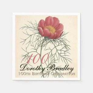 Vintage Botanische Peonie 100. Geburtstagsparty PP Serviette