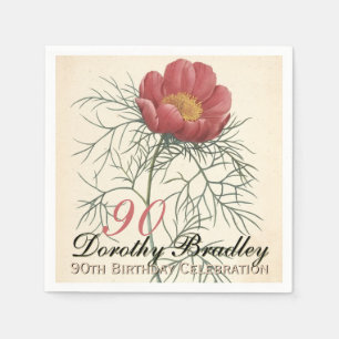 Vintage Botanische Peony 90. Geburtstagsparty PPN Serviette