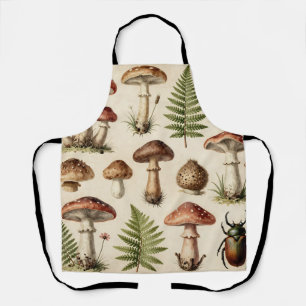 Vintage botanische Pilz-Farn-Collage Schürze