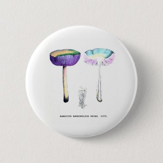 Vintage botanische Pilze Button (Vorderseite)