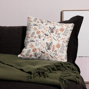 Vintage Botanische Pilze Herbst Kissen