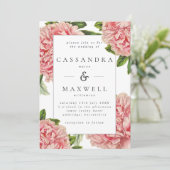 Vintage Botanische Pink-Peonies-Hochzeit Einladung (Stehend Vorderseite)