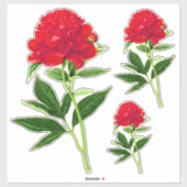 Vintage botanische Printwerbung, tiefe rote Peonie Aufkleber (Blatt)