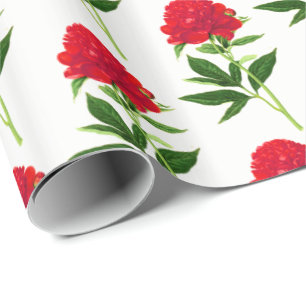 Vintage botanische Printwerbung, tiefe rote Peonie Geschenkpapier