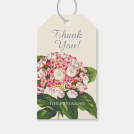 Vintage botanische Rosa-Berg Laurel-Blume Geschenkanhänger