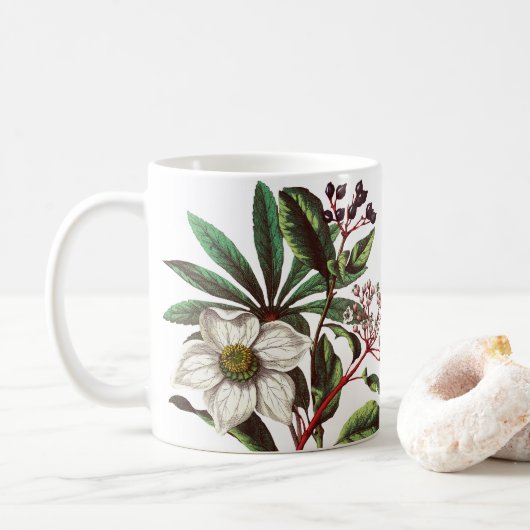 Vintage botanische Rose Blume Bouquet Kaffeetasse (Mit Donut)