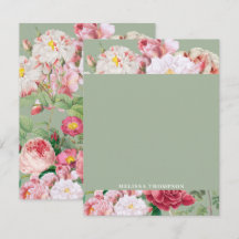 Vintage botanische Rose grün und rosa