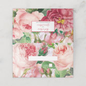 Vintage botanische Rose Hochzeit Platzkarte (Außenseite Aufgefaltet)