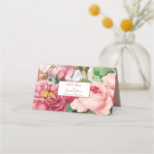 Vintage botanische Rose Hochzeit Platzkarte (Rückseite)