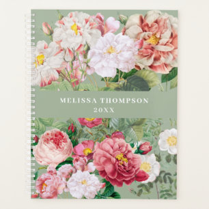 Vintage botanische Rose Pastellgrün und rosa Planer