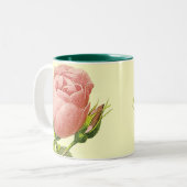 Vintage botanische Rose Pink Tasse (Vorderseite Links)