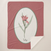 Vintage Botanische Rote Tulip Blume Cameo Sherpadecke (Vorderseite)