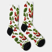 Vintage Botanische Rotkirschen Socken (Rechts)