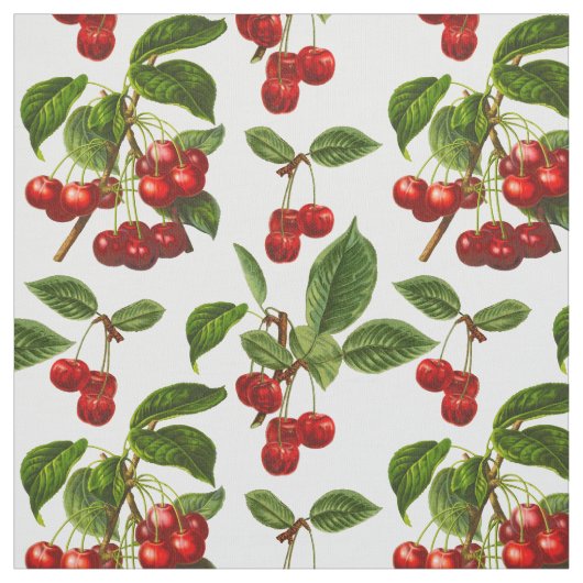 Vintage Botanische Rotkirschen Stoff (Muster)