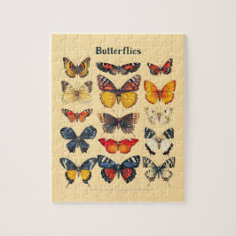 Vintage Botanische Schmetterlinge Identifikations- Puzzle