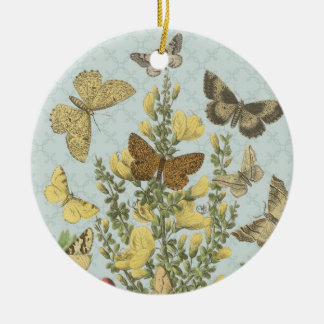 Vintage botanische Schmetterlinge... Keramik Ornament