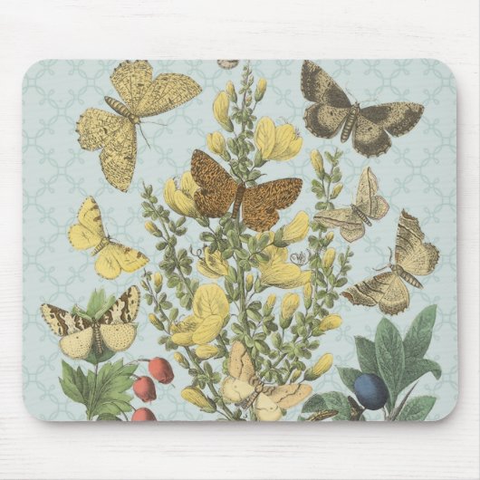 Vintage Botanische Schmetterlinge...Mousepad Mousepad (Vorne)