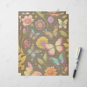 Vintage botanische Schmetterlinge und Blume - Scra