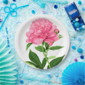 Vintage botanische Schrift, Pastellrosa Pappteller (Party)