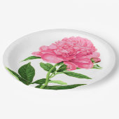 Vintage botanische Schrift, Pastellrosa Pappteller (Schrägansicht)