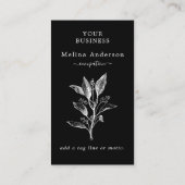 Vintage Botanische Schwarz-Weiß-Visitenkarte Visitenkarte (Rückseite)