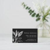 Vintage Botanische Schwarz-Weiß-Visitenkarte Visitenkarte (Stehend Vorderseite)