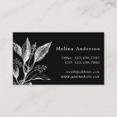 Vintage Botanische Schwarz-Weiß-Visitenkarte Visitenkarte (Vorderseite)