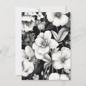 Vintage Botanische Sketch Schwarze Blütenhochzeit Einladung (Rückseite)