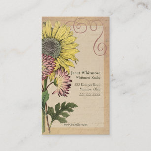 Vintage botanische Sonnenblume Visitenkarte