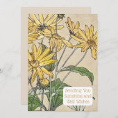 Vintage botanische Sonnenblumenausweis Einladung (Vorne/Hinten)