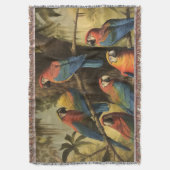 Vintage botanische Szene bunte Papageien in einem  Decke (Vorderseite Vertikal)