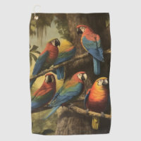 Vintage botanische Szene bunte Papageien in einem