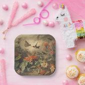 Vintage botanische Szene: Kolibris und Blume Pappteller (Party)