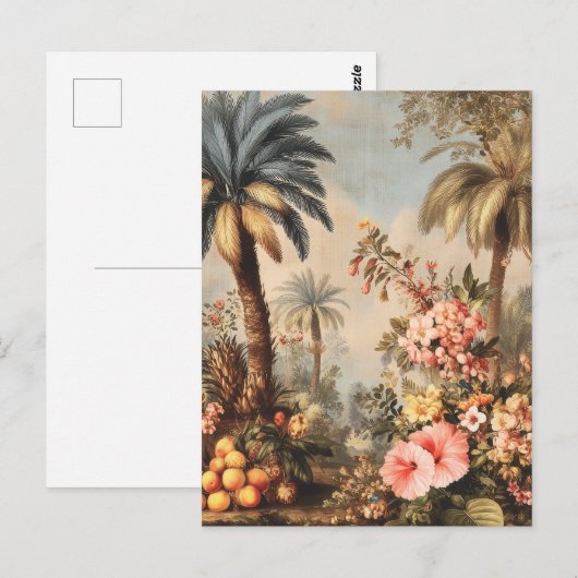 Vintage botanische Szene mit Palmen Postkarte (Vorne/Hinten)
