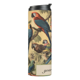 Vintage botanische Szene parrotsanpassbar Thermosbecher