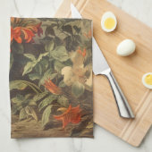 Vintage botanische Szene von Kolibris und Blume Geschirrtuch (Viertel Falte)