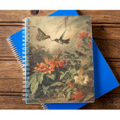 Vintage botanische Szene von Kolibris und Blume Notizblock