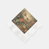 Vintage botanische Szene von Kolibris und Blume Serviette (Ecke)