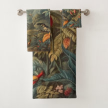 Vintage botanische Szene von Toucans und Blume
