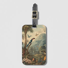 Vintage botanische Szene von Toucans und Blume Gepäckanhänger