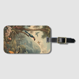 Vintage botanische Szene von Toucans und Blume Gepäckanhänger