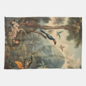Vintage botanische Szene von Toucans und Blume Geschirrtuch (Horizontal)