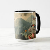 Vintage botanische Szene von Toucans und Blume Tasse (VorderseiteRechts)