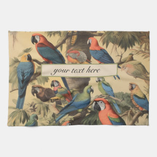 Vintage botanische Szenendarstellungen anpassbar Geschirrtuch