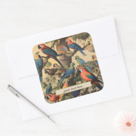 Vintage botanische Szenendarstellungen anpassbar Quadratischer Aufkleber