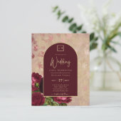 Vintage botanische tiefe Rote Rosen Hochzeitsgold (Stehend Vorderseite)