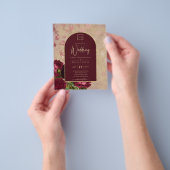 Vintage botanische tiefe Rote Rosen Hochzeitsgold Flyer (Gruppe)