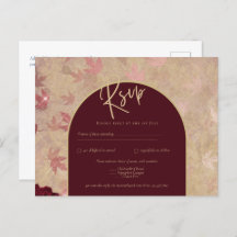 Vintage botanische tiefe Rote Rosen Hochzeitsgold