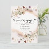 Vintage botanische Tiny Floral Engagement Party Einladung (Stehend Vorderseite)