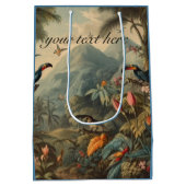 Vintage botanische Toukane und Blume, individuell  Mittlere Geschenktüte (Rückseite)